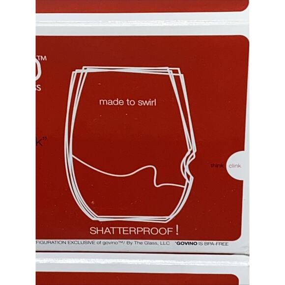 NEW Govino Drinkware 16-oz Wine Glasses Clear Shatterproof Thumb Notch Set Of 12 - Picture 5 of 10
